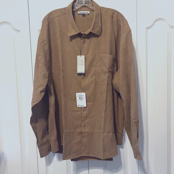 Firethorn Silver-NWT-Men's Long Sleeve X Large Tobacc/Came/Tan Micro Fiber Suede - Picture 1 of 16